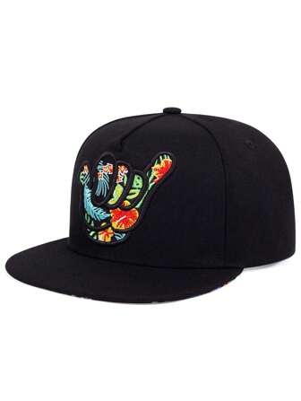 1 pièce Casquette hip-hop brodée au doigt pour homme, chapeau décontracté réglable pour protection solaire extérieure, convient pour les voyages de printemps/automne, les vacances à la plage