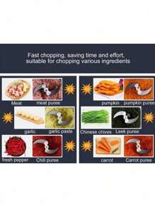 Picador De Alimentos Moedor De Carne Mixer Elétrica Processador Cozinha Casa Alho 220V 2L ou 3L