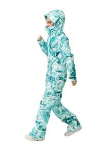 1 pieza Traje de esquí de una sola pieza para mujer con contraste de colores, mono de esquí deportivo, adecuado para actividades al aire libre, ropa de esquí para mujer, equipo de esquí de invierno, traje de una sola pieza para la nieve, estructura reforzada, equipo de esquí funcional, atuendos de esquí para la nieve - Verde - Ver 12