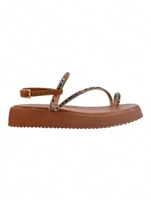Women's Sandal Papete Caramel Shine Colored REF/JASMIN - 駝色 - 查看 3