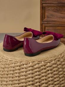 WHDXY Women's Burgundy Square Toe Flats With Bow, Versatile Loafers, Beautiful Top, Suitable For Work, Soft Bottom Driving Shoes, Elegant Flats For Spring & Autumn - Burgundy - View 5
