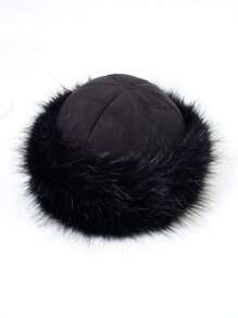 1pc Mongolian Thermal Lined Faux Fur Warm Winter Fur Hat, Fashionable Bucket Hat Suitable For Cold Days, Daily, Casual And Outdoor Wear - Burgundy - View 8