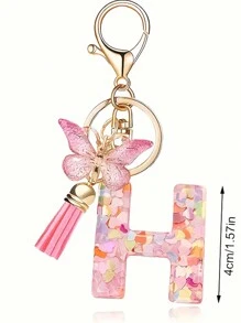 1pc Monograma Letra Inicial Chaveiro Bonito Borboleta Chaveiro Anel Para Carteira Bolsa Fone De Ouvido Estojo Presente Chaveiro Acessórios Pequenos Presentes Y2K