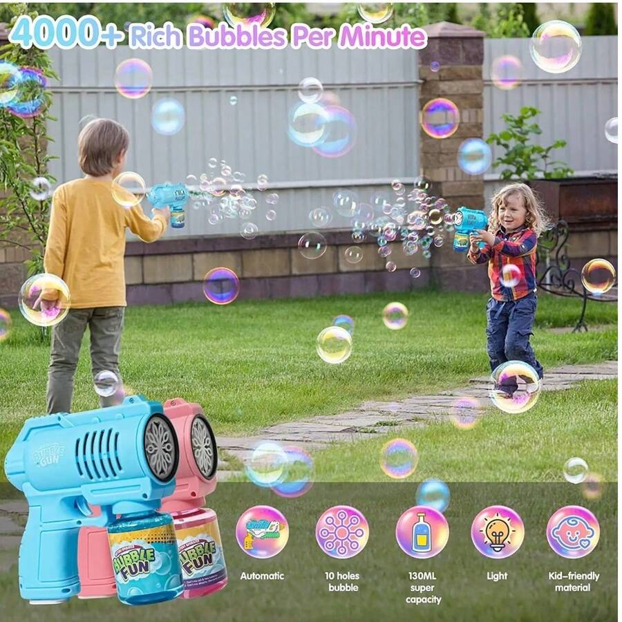 Soap Bubble Gun Air Bubble Maker 10 Holes Automatic Machine Battery