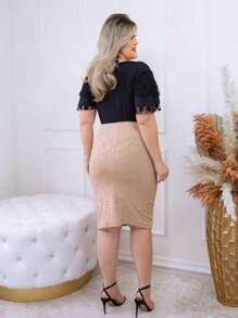 AVI Moda Crista AVI Christian Fashion - 3D Jacard Mesh - Amanda Executive Pencil Midi Secretary Skirt - Evangelical Christian Women's Fashion - 米色 - 查看 5