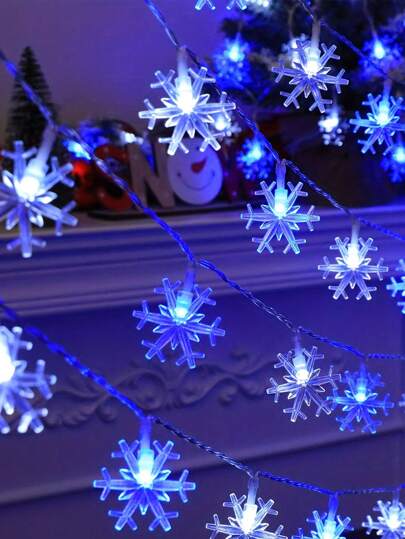 1 Stück LED Weihnachts-Schneeflocken Lichterkette, romantische Weihnachts-Fenstervorhang-Beleuchtung, geeignet für Party-Dekorationsbeleuchtung, Weihnachtsdekorationen, Feiertags-Accessoires, Geburtstagsparty-Zubehör, Raumdekoration, Heimdekoration, Szenendekoration, batteriebetrieben (Batterien nicht enthalten), Weihnachtsdekoration, Weihnachtsbeleuchtung, Bett-Party-Dekoration, Feiertags-Festival, Weihnachtsgeschenk