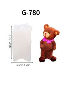 1 Khuôn nến hình gấu cho ngày lễ tình nhân, Khuôn silicon trang trí hình động vật dễ thương, Dụng cụ làm nến DIY, Khuôn tượng thạch cao - trắng - Xem 6