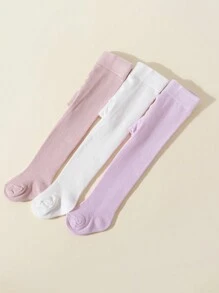 3pcs Girls Plain Tights, Princess Style, Pink Tone, Suitable For Daily Matching - Multicolor - View 5