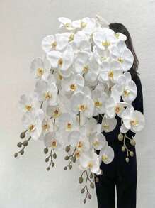 1/3/6/10 Pcs Artificial Orchid Branches, 9 Pcs Large Realistic Phalaenopsis Orchid Branches, Classic Style Artificial Orchid Decor, Decorative Silk Orchid Flowers, Artificial Flower Branches, Suitable For Living Room Home Decor, Valentine's Day Decor, Mother's Day Decor, Spring Decor, Gift For Women, Hotel And Wedding Floral Arrangement, Wedding