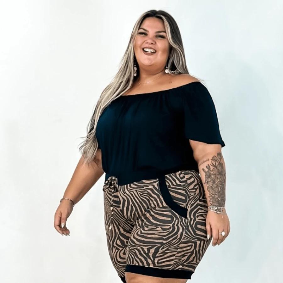 Blouse And Plus Size Shorts Set - 查看 1