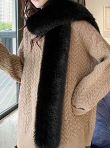 1pc Fluffy Scarf, Fashionable Soft Fuzzy Long Scarf Shawl, Warm For Party, Ceremony