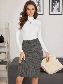 Body para mujer pantiblusa sexy ajustado  blusa con manga larga y cuello alto blanco - Blanco - Ver 1