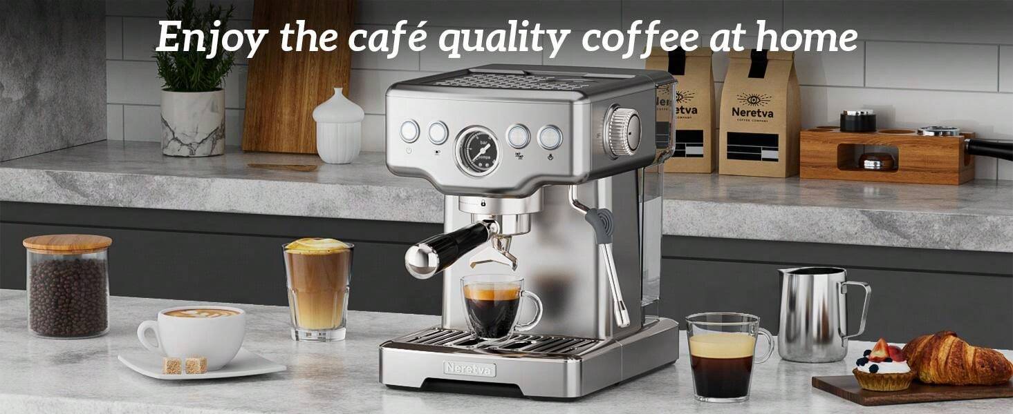 Neretva Neretva Espresso Machine 15 Bar, 2 In 1 Professional Coffee And