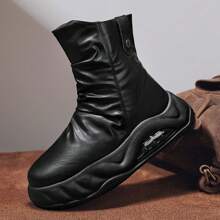 High-Top Knight/Motorcycle Boots, Retro Thick Sole Boots, Men's Cargo Boots For Autumn/Winter