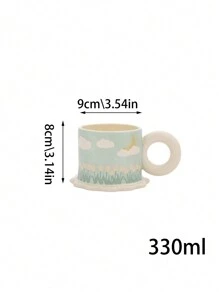 1 Stück Vintage Blumenmuster Keramikbecher, hochwertige Trinkware mit großem Fassungsvermögen für Zuhause, Frühstück, Milch & Kaffee, Geschenk für Freunde