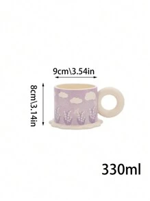 1 Stück Vintage Blumenmuster Keramikbecher, hochwertige Trinkware mit großem Fassungsvermögen für Zuhause, Frühstück, Milch & Kaffee, Geschenk für Freunde