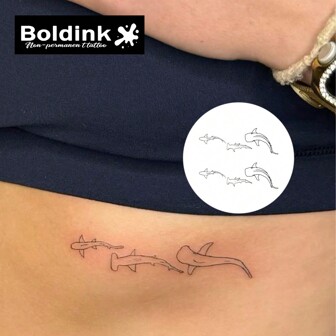 Boldink Non-Permanent Tattoo, Cute Whale Inspired Design, Beautifully Detailed, Natural Matte Finish, Water-Resistant Temporary Tattoo, Lasts 1-2 Weeks, Super Easy To Apply, Looks Great