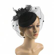 1 Pc Retro Fascination Hat Women Flower Mesh Sinamay Feathers Fedoras Hat Headband Hair Clip Cocktail Tea Party Headwewar Mini Hat Tiny Hat Derby Hat Mini Cap