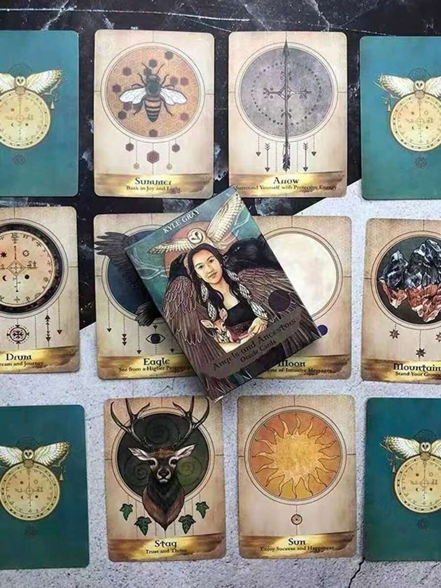 1 Set de Cartas Oracle de Ángeles y Ancestros, incluye traducción al