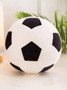 1 pieza Muñeco de peluche con forma de balón de fútbol, muñeco de peluche de balón de fútbol adorable, regalo, creativo, almohada para abrazar suave, muñeco de peluche, para sofá, cama, cojín, decoración de moda, regalo de cumpleaños - Blanco y Negro - Ver 7