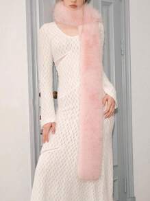 1pc Fluffy Scarf, Fashionable Soft Fuzzy Long Scarf Shawl, Warm For Party, Ceremony