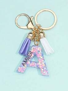 1 Customized Letter A-Z Alphabet First Letter Keychain, Personalized Carved Letter Resin Keychain, Anti Loss Name Tag Bag Decoration, Graduation Ceremony Party, Thanksgiving, Christmas Gift