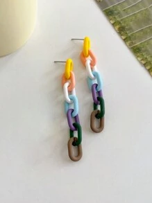 1 Pair Casual Multi-Color Chain Drop Earrings - Multicolor - View 9
