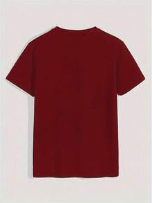 Men's Shirt 100% Cotton Round Neck Shirt New Arrival With Mountains In Triangle Print - Màu Đỏ Sâu - Xem 2