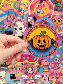 50pcs Retro Cartoon Cute American Comic Style Stickers For Phone Case, Laptop, Luggage, Skateboard, Helmet Decoration Back To School