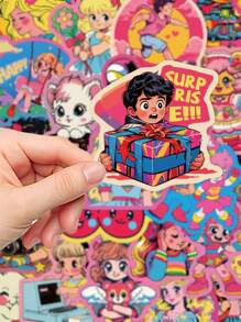 50pcs Retro Cartoon Cute American Comic Style Stickers For Phone Case, Laptop, Luggage, Skateboard, Helmet Decoration Back To School