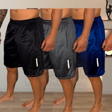KIT OF 3 REFLECTIVE MEN'S SHORTS BLACK / GREY / NAVY BLUE CASUAL GYM - 彩色 - 查看 1