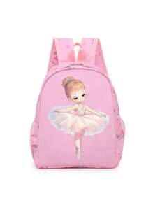 1pc Princess Theme Fashion Backpack For Girl - Nylon Material, Adjustable Shoulder Strap, Zipper Closure, Random Print, Fade-Resistant Polyester Lining, Cute Cartoon Pattern - Perfect For Travel And School, Suitable For Girls 14 Years Old And Above