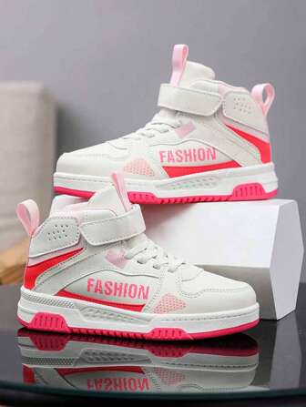 四季儿童高帮魔术贴防水网眼透气运动鞋，女童休闲运动鞋