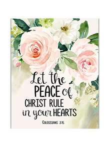 1 件植物圣经诗句海报印刷帆布画蝴蝶花卉基督教壁画励志名言图片适用于家庭房间装饰无框架