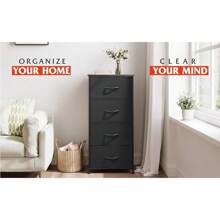 Chest Of Drawers With 4 Drawers, Fabric Structure, Bedroom - Maroon - View 2