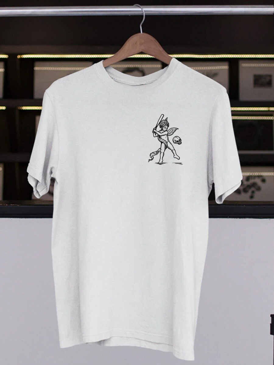 Swag T-Shirt Estliosa Angel Old School Taco Skull Skate Skater Surfer Streetwear 100% Cotton - 白色 - 查看 1