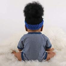 ziyiui Extremely Realistic Reborn Doll, 20 Inch Doll, Black Skinned Girl Doll Handmade Vinyl Weighted Fabric Body, High-End Painted Gift, Suitable For 3-Year-Old Children+ - 黑色 - 查看 4