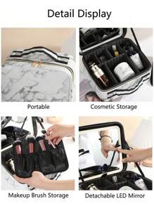 Étui à maquillage avec miroir lumineux LED, 3 couleurs de lumière LED, sac à maquillage professionnel, boîte à maquillage pour artiste de beauté, organisateur de vanité avec compartiments amovibles. Cadeau pour anniversaire/fête des mères/vacances. Fournitures de voyage et d'école, essentiels de voyage, trousse de maquillage, accessoires essentiels de vacances, sac cosmétique, sac de maquillage, organisateur de maquillage, rangement de maquillage, fournitures de rentrée scolaire