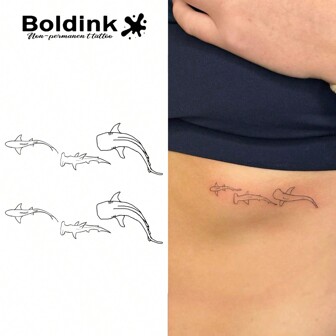 Boldink Icke-permanent tatuering, söt valinspirerad design, vackert detaljerad, naturlig matt finish, vattenbeständig tillfällig tatuering, varar 1-2 veckor, superlätt att applicera, ser bra ut