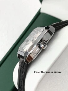 Pablo Raez 1 件女士手表可爱流行全新奢华女士腕表高品质女士时尚矩形正装手表 IPS 银色 SUS304 不锈钢 50 米防水简约可爱时钟女式优雅休闲石英女士手表超细纤维皮革柔软透气条形刻度高级学院风腕表适合日常使用送给家人或女朋友的精美礼物