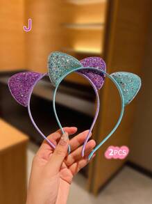 1/2/3/4/5 件彩色闪光猫耳发带，女孩发饰 - 彩色 - 查看 16