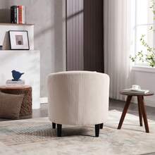 COOLMORE Living Room Accent Barrel Chair, Century Modern Style Decorative Chair, Armchair For Living Room With Thick Cushions And Pillows, Comfy Single Sofa Chair, Chair With Wooden Legs,BLACK - 米色 - 查看 10