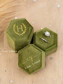 Personalized Wedding Ring Box, Velvet Engagement Ring Box, Proposal Ring Box, Modern Ring Box, Anniversary, Wedding Ceremony Gift - Dark Blue - View 2