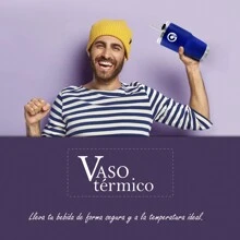 ANDROMEDA INC Vaso Térmico Para Bebidas Calientes O Frías Con Tapa Hermética 840 ml (30oz) Termo Acero Inoxidable - Azul - Ver 4