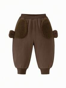 mini bala Quần dài mùa đông lông cừu thời trang chuối cho bé trai bé gái - cà phê đen - Xem 4