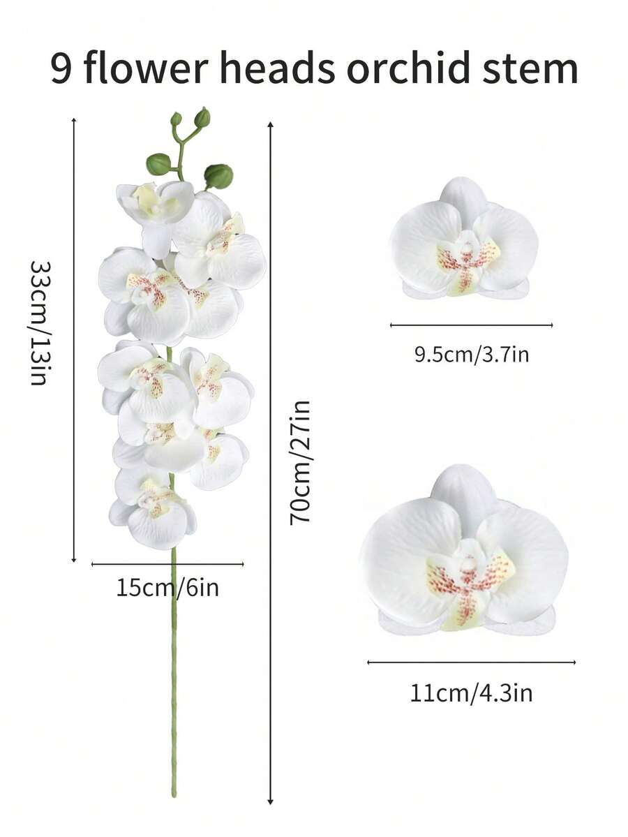 1PC Artificial Orchid Flowers, 9 Large Heads Of Real Touch Vivid