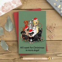 1pc Festive Greeting Cards (Christmas Cards) – Dog In Santa Hat Theme, Card & Envelope Set – For Xmas Gifting To Fam & Friends - 2# - View 5