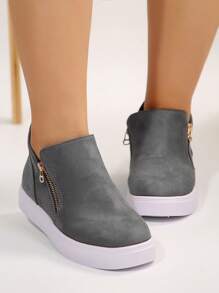 Women Ankle Boots And Short Boots, Beige Boots, Women's Flat Shoes, New Ladies Short Boots With Zipper, Plus Size Women Shoes