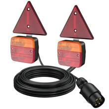 AUTOUTLET 2 X Rear Lights E11 Magnetic Triangular Reflector Bracket Rear Lights With 7.5M Long Cable And 7 Pin Connector Suitable For Trailer Camper Van Truck - Magnetic + Triangle - View 1