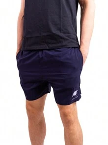 Men's Set 100% Cotton Need More Space White T-Shirt And Navy Blue Elastane Shorts Preppy Gym Casual Basic - Trắng/Hải quân - Xem 4